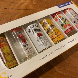 Malibu, Kahlua, Beefeater, Stoli Shot Glasses
